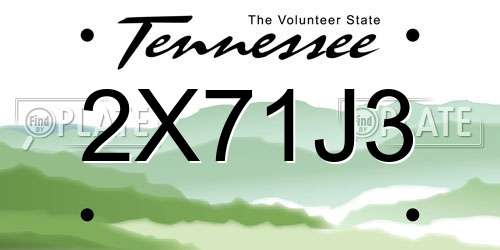 2X71J3 Tennessee License Plate