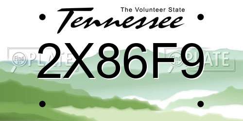 2X86F9 Tennessee License Plate