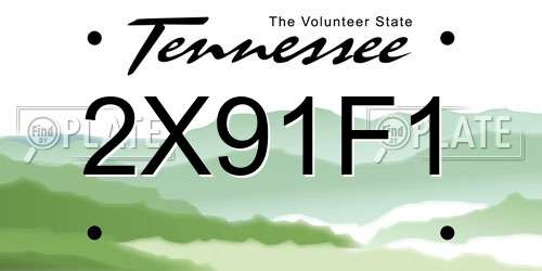 2X91F1 Tennessee License Plate