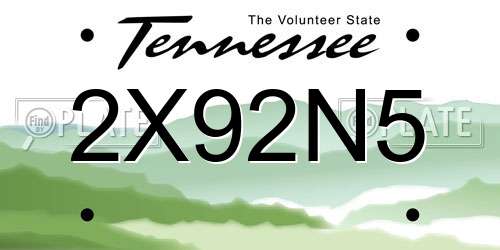 2X92N5 Tennessee License Plate