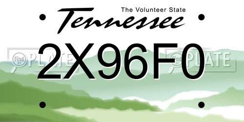 2X96F0 Tennessee License Plate
