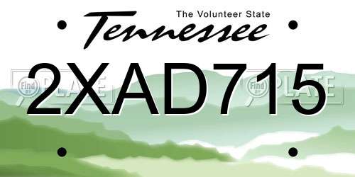 2XAD715 Tennessee License Plate