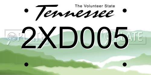 2XD005 Tennessee License Plate