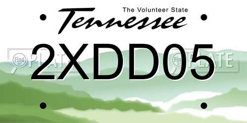 2XDD05 Tennessee License Plate