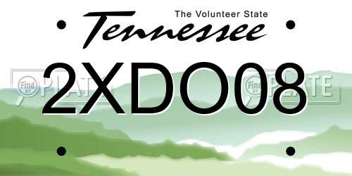 2XDO08 Tennessee License Plate