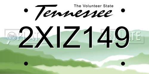2XIZ149 Tennessee License Plate