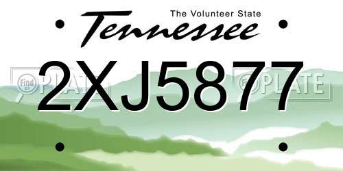 2XJ5877 Tennessee License Plate