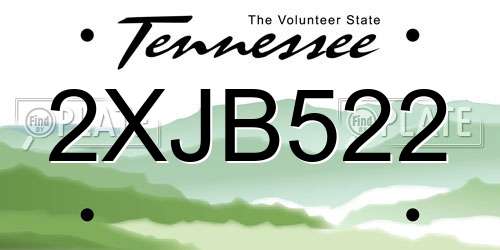 2XJB522 Tennessee License Plate