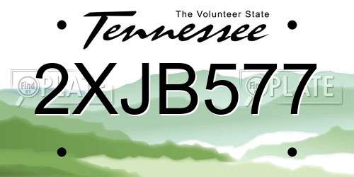 2XJB577 Tennessee License Plate