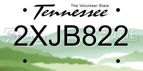 2XJB822 Tennessee License Plate