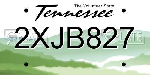 2XJB827 Tennessee License Plate