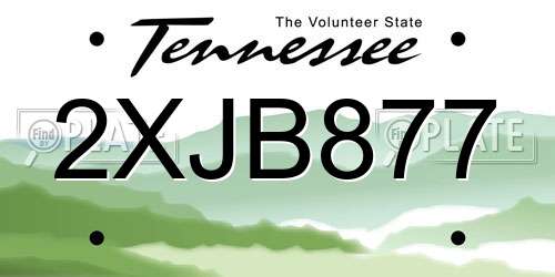 2XJB877 Tennessee License Plate