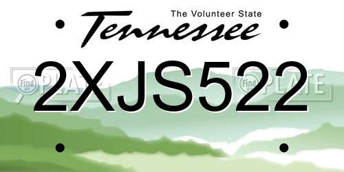 2XJS522 Tennessee License Plate