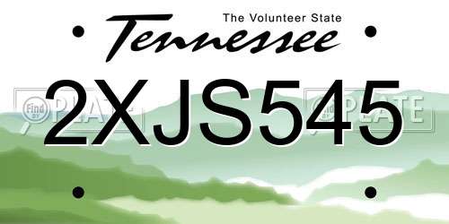 2XJS545 Tennessee License Plate