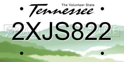 2XJS822 Tennessee License Plate