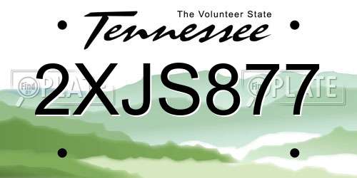 2XJS877 Tennessee License Plate