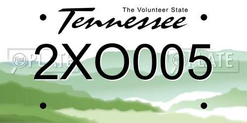2XO005 Tennessee License Plate