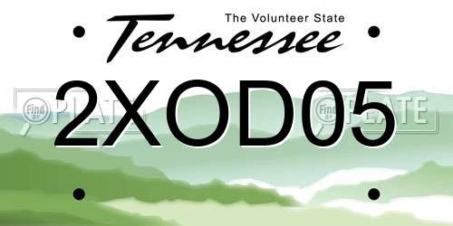 2XOD05 Tennessee License Plate