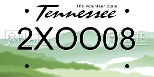 2XOO08 Tennessee License Plate