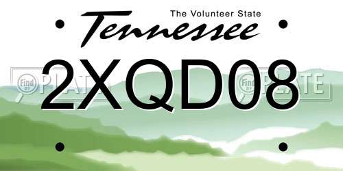 2XQD08 Tennessee License Plate