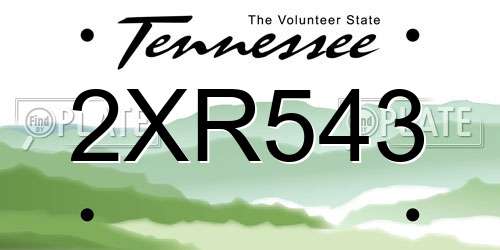 2XR543 Tennessee License Plate