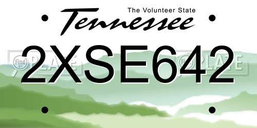 2XSE642 Tennessee License Plate