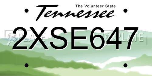 2XSE647 Tennessee License Plate