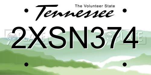 2XSN374 Tennessee License Plate