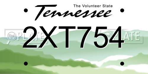 2XT754 Tennessee License Plate