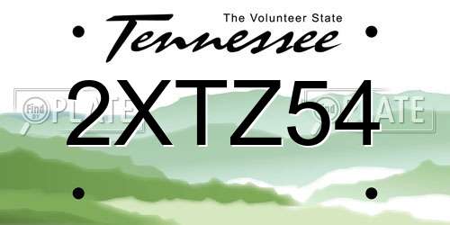 2XTZ54 Tennessee License Plate