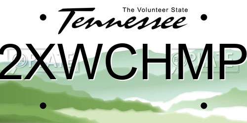 2XWCHMP Tennessee License Plate