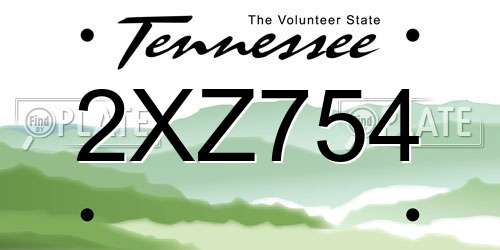 2XZ754 Tennessee License Plate