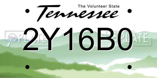 2Y16B0 Tennessee License Plate
