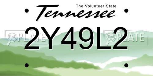 2Y49L2 Tennessee License Plate