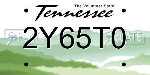 2Y65T0 Tennessee License Plate