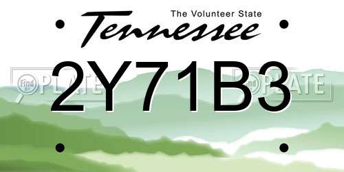 2Y71B3 Tennessee License Plate