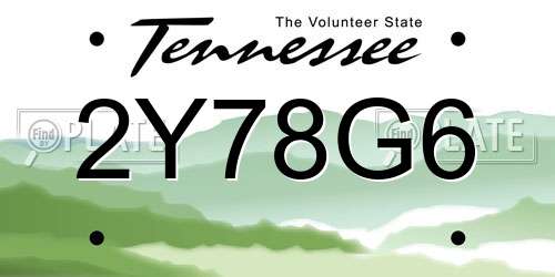 2Y78G6 Tennessee License Plate
