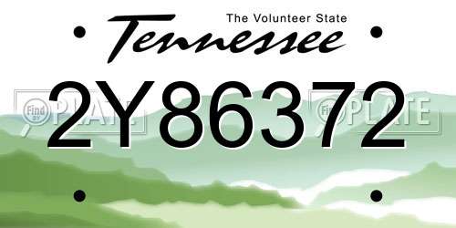 2Y86372 Tennessee License Plate