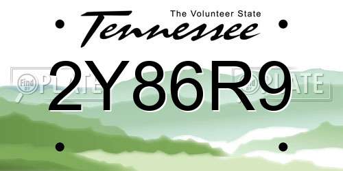 2Y86R9 Tennessee License Plate