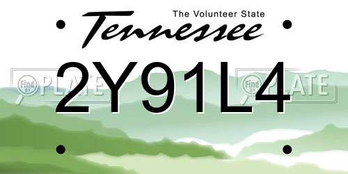 2Y91L4 Tennessee License Plate