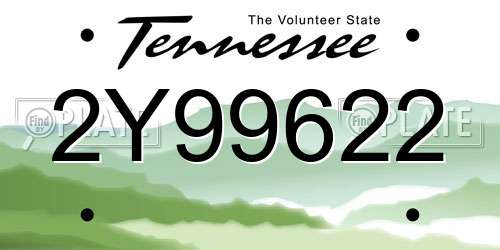 2Y99622 Tennessee License Plate