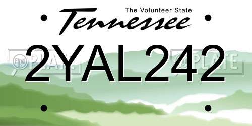 2YAL242 Tennessee License Plate
