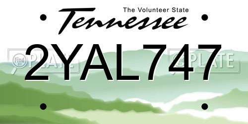 2YAL747 Tennessee License Plate