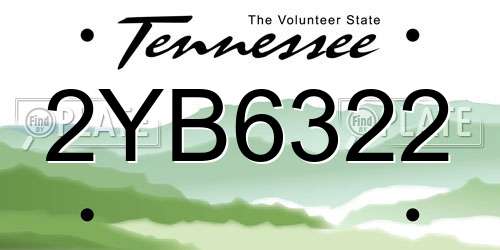 2YB6322 Tennessee License Plate