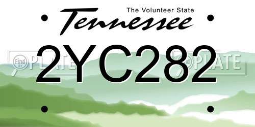 2YC282 Tennessee License Plate