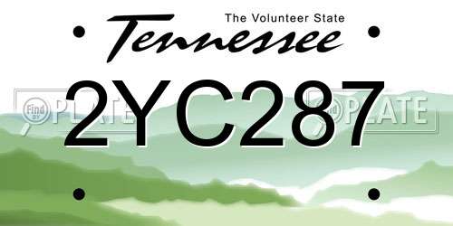 2YC287 Tennessee License Plate
