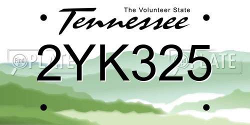 2YK325 Tennessee License Plate