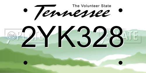 2YK328 Tennessee License Plate