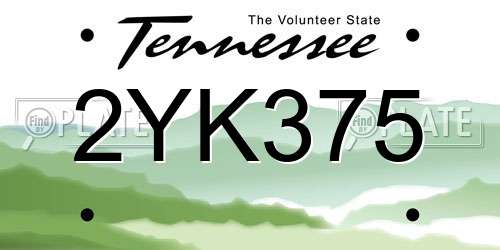 2YK375 Tennessee License Plate