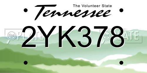 2YK378 Tennessee License Plate